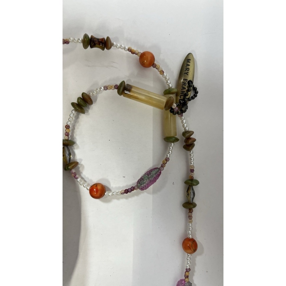 Mary Frances Handbag Multi Colored Handmade Chiffon Satin Beads Butterfly Fan - Picture 6 of 9